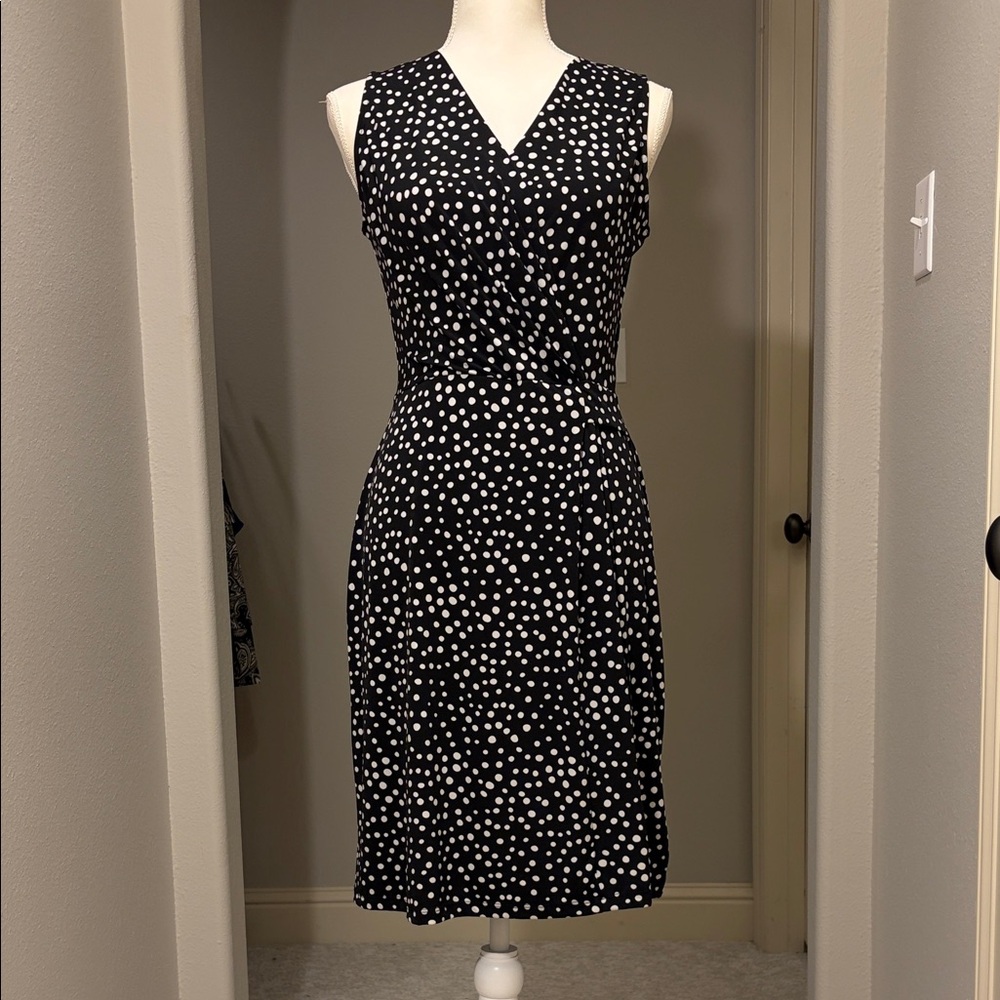 Kaileigh Black and White Dotted Midi Dress